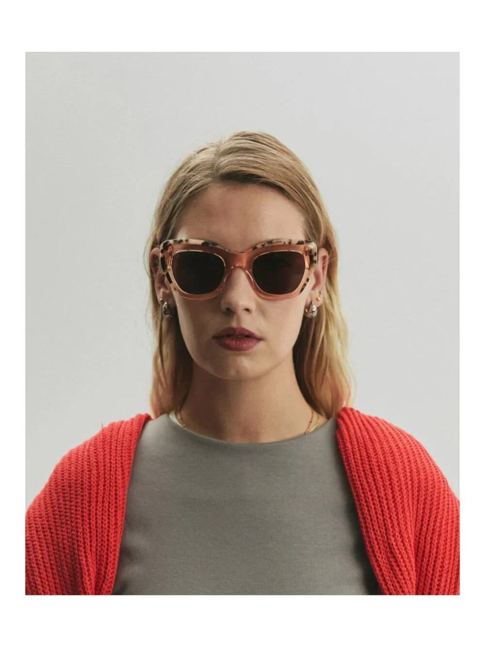 New Raval Eyewear Women's Sunglasses Pink Square Brown Lens Acetate Frame ERIKA
